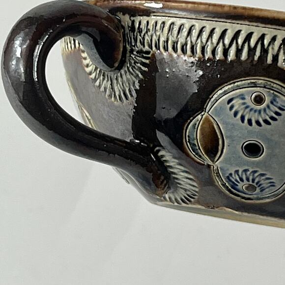 German Blue Flower Coffee Cup Signed Pottery Vtg Unique 1.5" Tea Wine Handarbeit - Picture 9 of 12